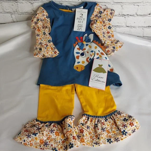 'RARE EDITIONS' TOP & PANTS GIRAFFE OUTFIT 2-PIECE SET
